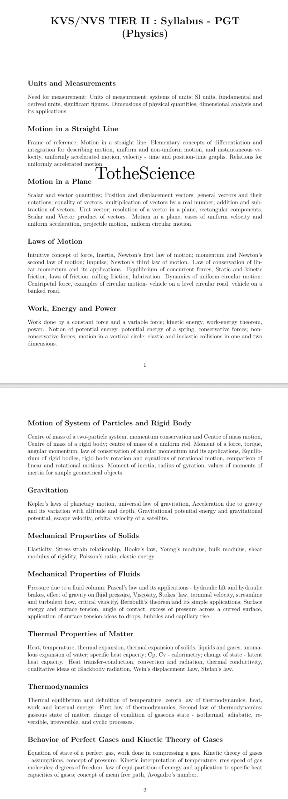 How to Become a KVS/NVS PGT Physics Teacher in 2025: Eligibility Criteria, Exam Pattern, Salary, and Selection Process 3 KVS-NVS PGT Physics Syllabus (Tier-II) Part (i)