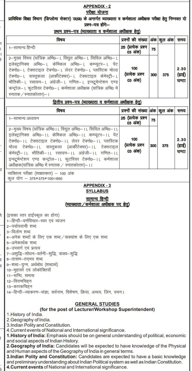 UPPSC Polytechnic Lecturer Math Recruitment 2025: Perfect Opportunity for MSc Math – 32 Vacancies, ₹1.2 Lakh+ Salary 3 UPPSC Polytechnic Lecturer Mathematics exam pattern and Syllabus (Hindi & GS)
