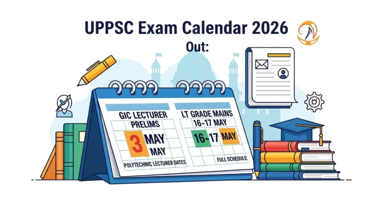 UPPSC Exam Calendar 2026 Out: GIC Lecturer Prelims 3 May, LT Grade Mains 16-17 May, Polytechnic Lecturer Dates & Full Schedule 8 UPPSC Exam Calendar 2026 Announced