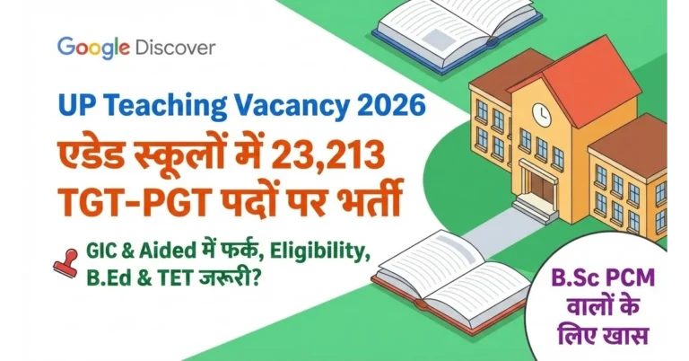 UP Teaching Vacancy 2026: एडेड स्कूलों में 23,213 TGT-PGT पदों पर भर्ती | GIC & Aided में फर्क, Eligibility, B.Ed & TET जरूरी? (B.Sc PCM वालों के लिए खास) 5 up-teaching-vacancy-2026-updates